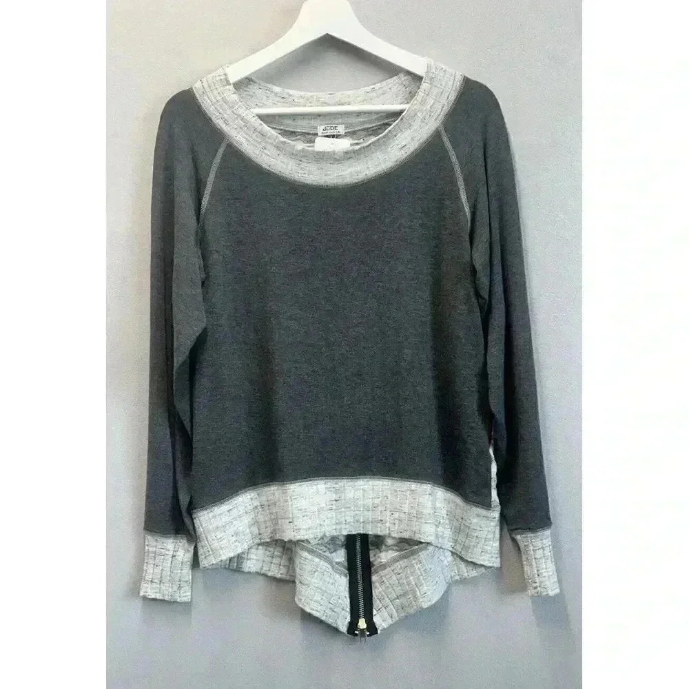 Jude Women's‎ Size Large Boat Neckline Pullover Zipper Back Long Sleeve Sweater